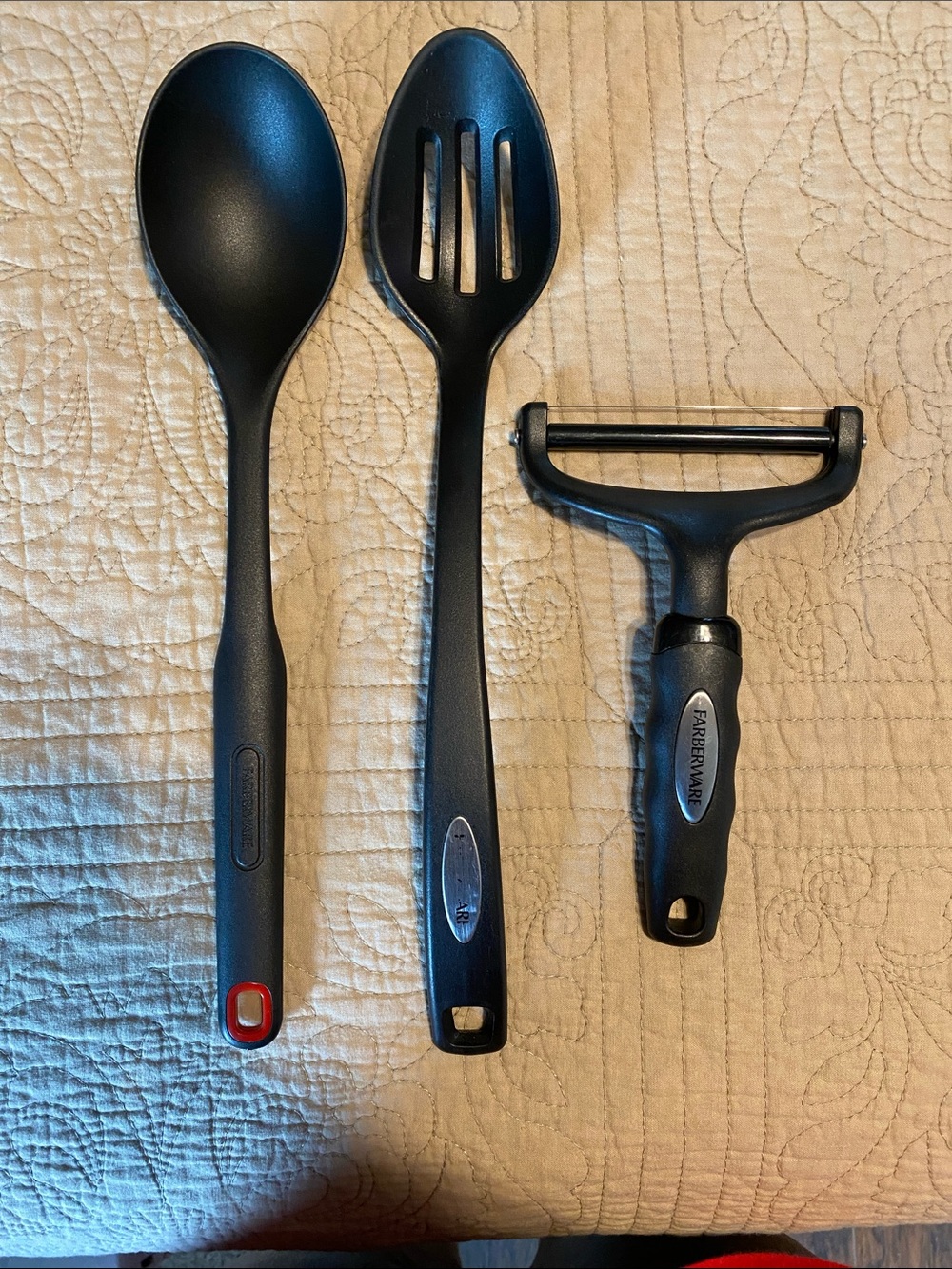 Farberware Black Nylon Serving Spoon, Slotted Spoon & Peeler